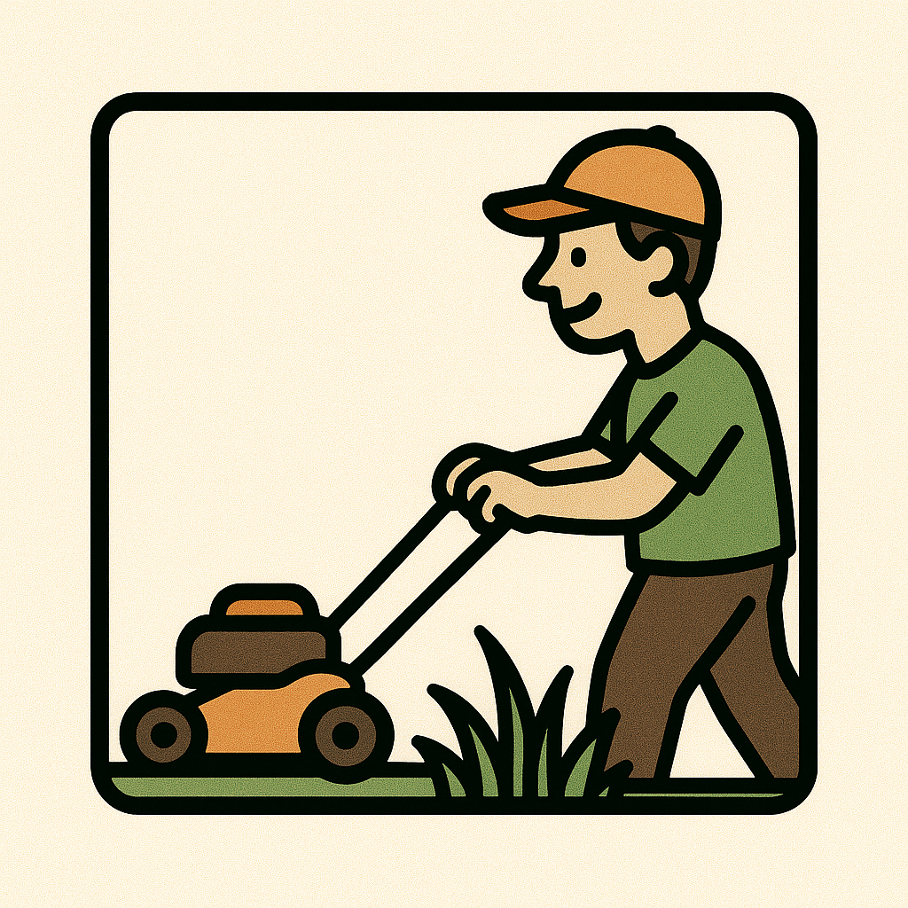 icon of lawn being mowed animation